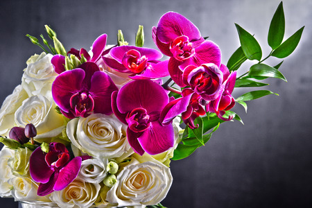 Composition with bouquet of freshly cut flowers.の写真素材
