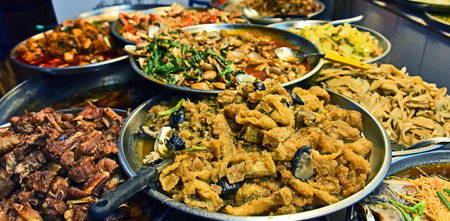 Chinese street food sold in Bangkok Chinatown.の写真素材