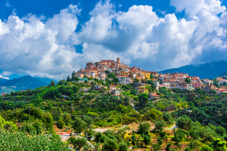 View of Perinaldo in the Province of Imperia, Liguria, Italy.の写真素材