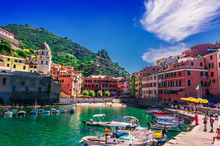VERNAZZA, ITALY - SEP 12, 2018: Picturesque town of Vernazza, in the province of La Spezia, Liguria,...