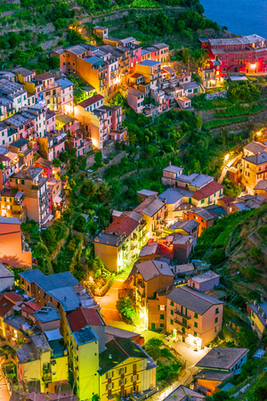 Picturesque town of Manarola, in the province of La Spezia, Liguria, Italyの写真素材
