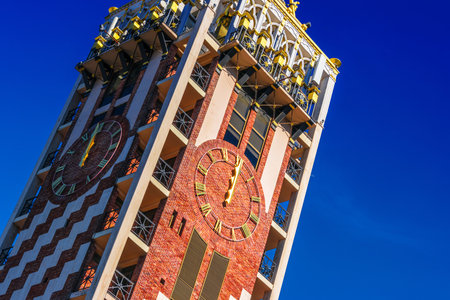 Architecture of Batumi Piazza in the center of Batumi, Georgia by nightのeditorial素材