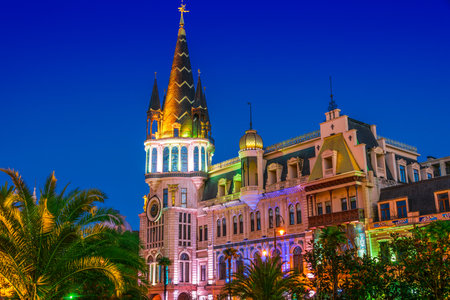 Astronomical clock, downtown Batumi in Autonomous Republic of Adjara, Georgia.のeditorial素材