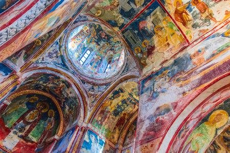 KUTAISI, GEORGIA - OCT 29, 2018: Interior of Gelati Monastery near Kutaisi, in the Imereti region of...