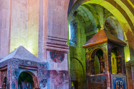 MTSKHETA, GEORGIA - OCT 25, 2018: Interior of Svetitskhoveli Cathedral in the historic town of Mtskheta, Georgiaのeditorial素材
