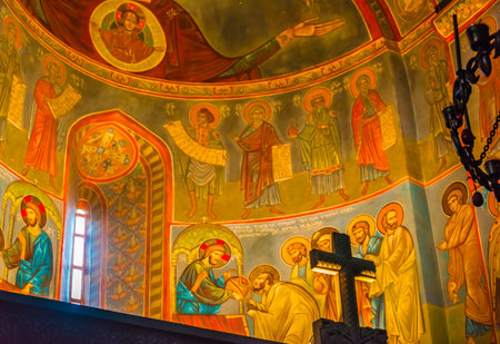 TBILISI, GEORGIA - NOV 2, 2018: Interior of Upper Betlemi Church in Tbilisi, Georgia.