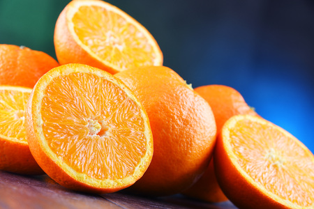 Composition with ripe oranges, Detox dietの写真素材