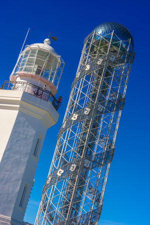BATUMI, GEORGIA - OCT 28, 2018: Alphabet Tower in downtown Batumi, Adjara, Georgia.のeditorial素材