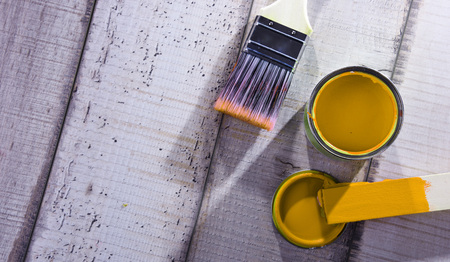 Medium size paintbrush for home decorating purposes.の写真素材