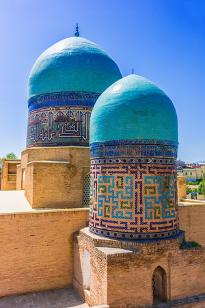 Shah-i-Zinda or Shohizinda (The Living King), a necropolis in Samarkand, Uzbekistan.の写真素材