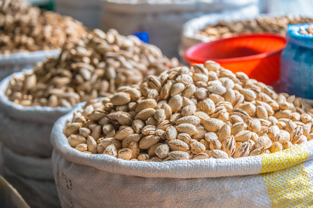Dried food products sold at the Chorsu Bazaar in Tashkent, Uzbekistan