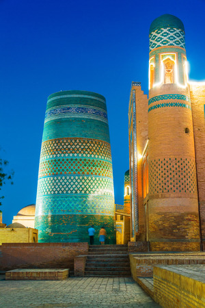 Historic architecture of Itchan Kala, walled inner town of the city of Khiva, Uzbekistan.の写真素材