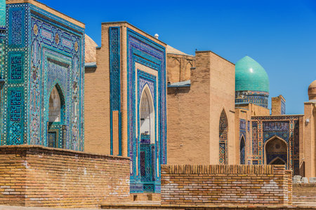 Shah-i-Zinda or Shohizinda (The Living King), a necropolis in Samarkand, Uzbekistan.のeditorial素材