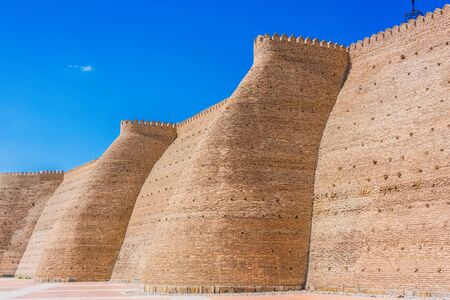 Walls of the Ark of Bukhara in Uzbekistan.