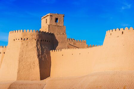 Defensive walls of Itchan Kala, inner town of the city of Khiva, Uzbekistan.の写真素材