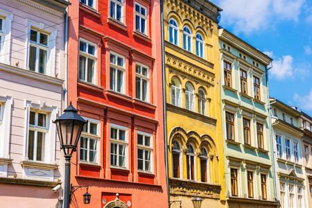 Historic architecture of the old town in Krakow, Polandの写真素材