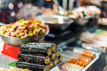 Traditional Vietnamese street food sold in Da Nang night market, Vietnamの写真素材