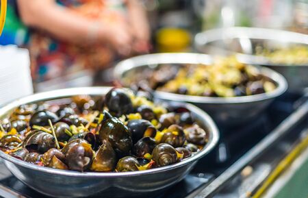 Traditional Vietnamese street food sold in Da Nang night market, Vietnamの写真素材