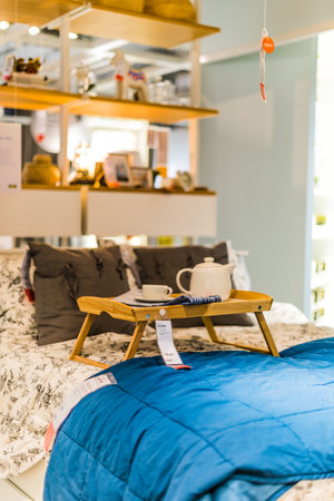 SINGAPORE - MAR 4, 2020: Interior of IKEA store, a brand of multinational group that designs and...