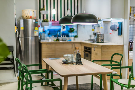 SINGAPORE - MAR 4, 2020: Interior of IKEA store, a brand of multinational group that designs and sells ready-to-assemble furniture and homeware productsのeditorial素材