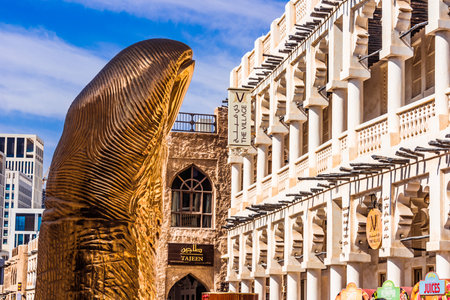 DOHA, QATAR - FEB 27, 2020: Traditional architecture of Souq Waqif, popular touristic destination in...