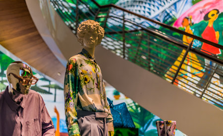 SINGAPORE - MAR 3, 2020: Interior of Louis Vuitton fashion house at Marina Bay Sands shopping mall in Singaporeのeditorial素材