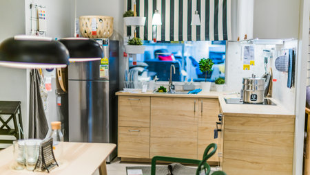 SINGAPORE - MAR 4, 2020: Interior of IKEA store, a brand of multinational group that designs and sells ready-to-assemble furniture and homeware productsのeditorial素材