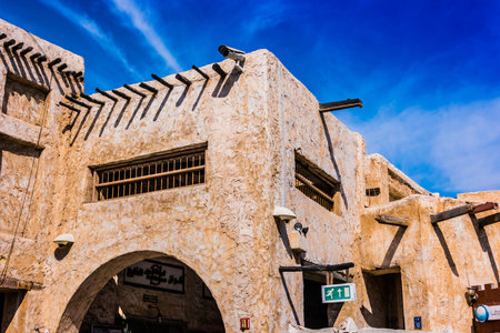 DOHA, QATAR - FEB 27, 2020: Traditional architecture of Souq Waqif, popular touristic destination in Doha, Qatarのeditorial素材