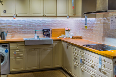 SINGAPORE - MAR 4, 2020: Interior of IKEA store, a brand of multinational group that designs and sells ready-to-assemble furniture and homeware productsのeditorial素材