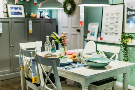 SINGAPORE - MAR 4, 2020: Interior of IKEA store, a brand of multinational group that designs and sells ready-to-assemble furniture and homeware productsのeditorial素材