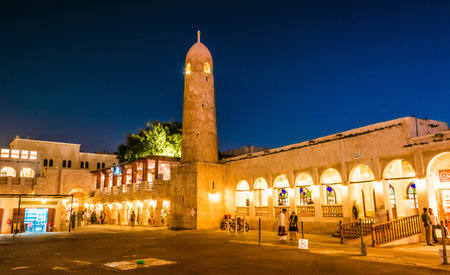 DOHA, QATAR - FEB 27, 2020: Traditional architecture of Souq Waqif, popular touristic destination in Doha, Qatarのeditorial素材