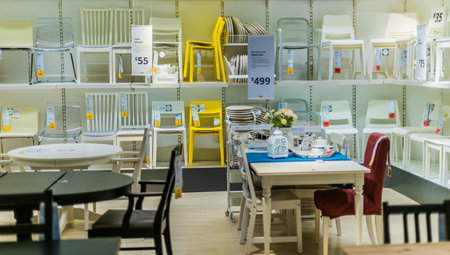 SINGAPORE - MAR 4, 2020: Interior of IKEA store, a brand of multinational group that designs and sells ready-to-assemble furniture and homeware productsのeditorial素材