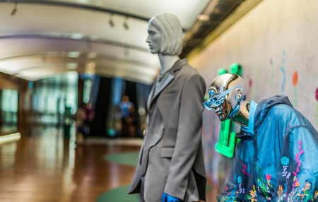 SINGAPORE - MAR 3, 2020: Interior of Louis Vuitton fashion house at Marina Bay Sands shopping mall in Singaporeのeditorial素材