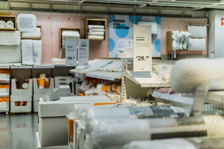 SINGAPORE - MAR 4, 2020: Interior of IKEA store, a brand of multinational group that designs and...