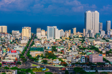 DA NANG, VIETNAM - OCT 4, 2019: View of Da Nang city in South Central Coast of Vietnamのeditorial素材