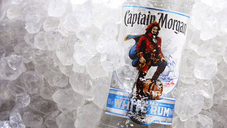 POZNAN, POL - MAY 28, 2020: Bottle of Captain Morgan, a brand of rum originated on US Virgin Islands...