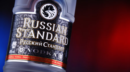 POZNAN, POL - JUN 26, 2020: Bottle of Russian Standard Vodka, the worldのeditorial素材