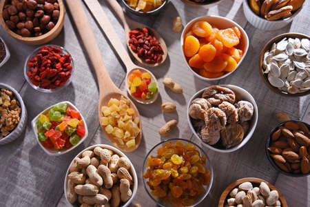 Composition with dried fruits and assorted nuts. Delicacies.の写真素材