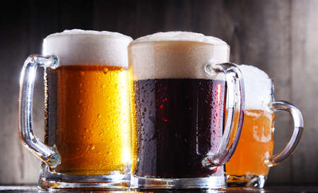 Composition with glasses of beer of various kindsの写真素材