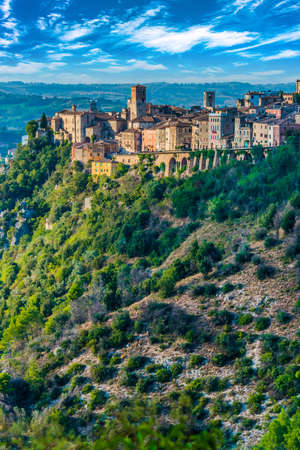 View of Narni, an ancient hilltown and comune of Umbria, in central Italyの写真素材