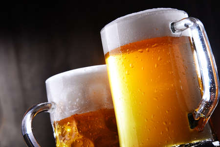 Composition with glasses of beer of various kindsの写真素材