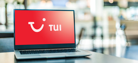 POZNAN, POL - SEP 23, 2020: Laptop computer displaying of TUI, an Anglo-German multinational travel...