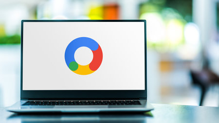 POZNAN, POL - SEP 23, 2020: Laptop computer displaying of Google Marketing Platform, a web analytics service offered by Google that tracks and reports website trafficのeditorial素材