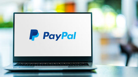 POZNAN, POL - SEP 23, 2020: Laptop computer displaying of PayPal, an American company operating a...
