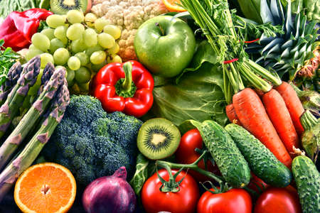 Composition with assorted raw organic vegetables and fruits. Detox dietの写真素材