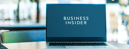 POZNAN, POL - JAN 6, 2021: Laptop computer displaying logo of Business Insider, an American financial and business news website founded in 2007 and owned by the German publishing house Axel Springerのeditorial素材