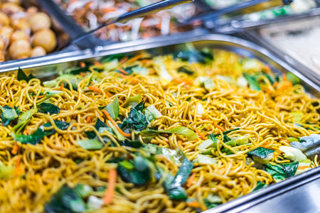 Traditional Asian food sold in an European shopping mall food courtの写真素材