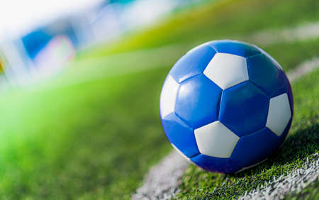 Leather soccer ball on the football pitch.の写真素材