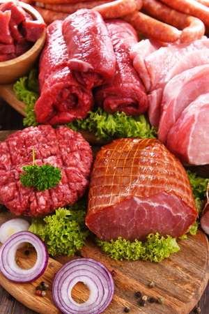 Composition with assorted meat productsの写真素材