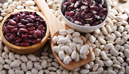 Composition with dried beans on the table.の写真素材